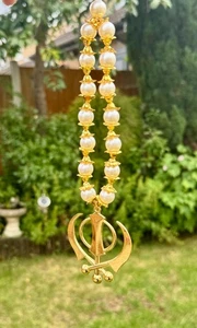 Sikh Khanda Hanger Car Rear Mirror Pendant Gold Plated Mala Singh Kaur ZZZ16 NEW - Picture 1 of 10