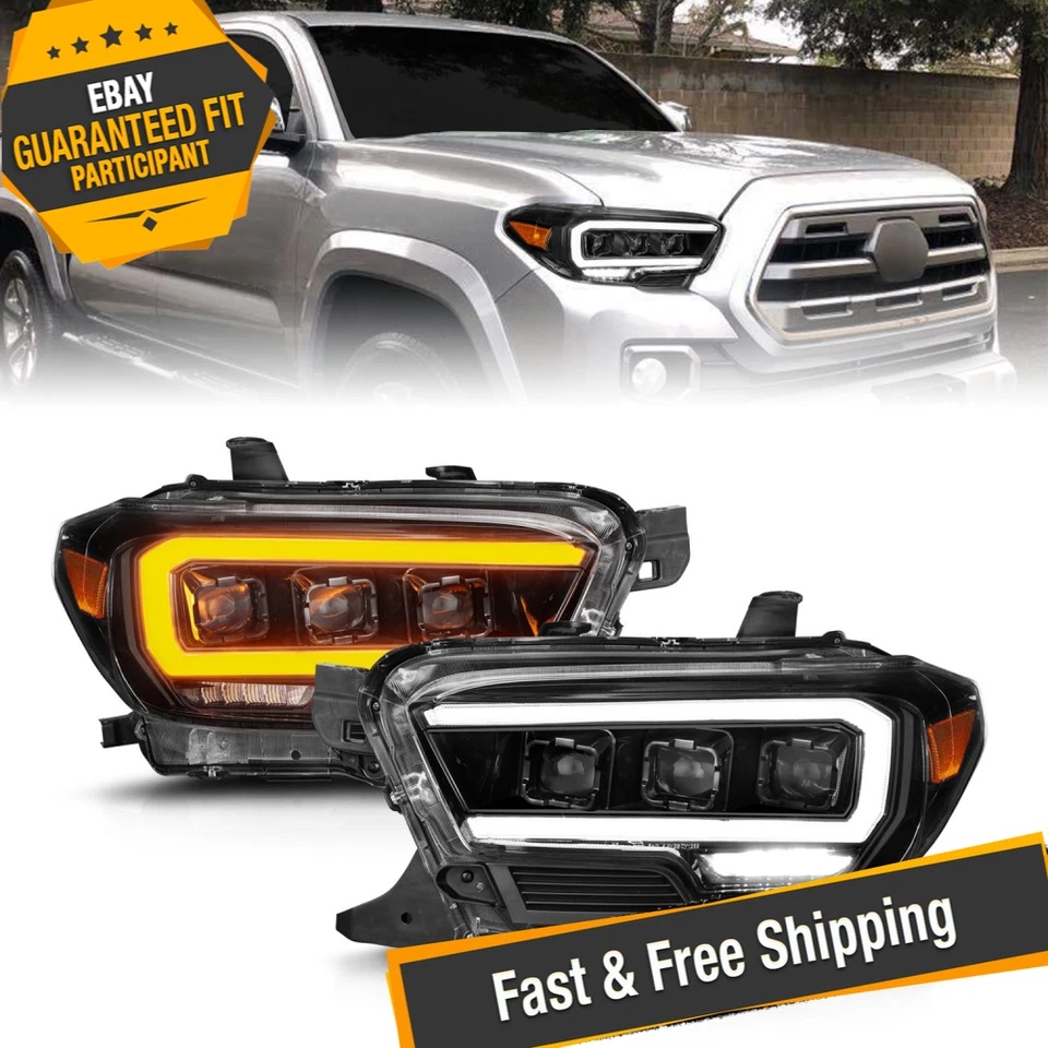 Anzo Black Sequential U-Bar Projector LED Headlights for 2016-2022 Toyota Tacoma Foto 1 de 4