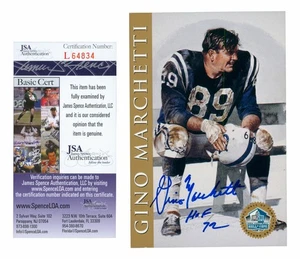 Carta firmata Gino Marchetti serie HOF autografata - JSA COA - Foto 1 di 1