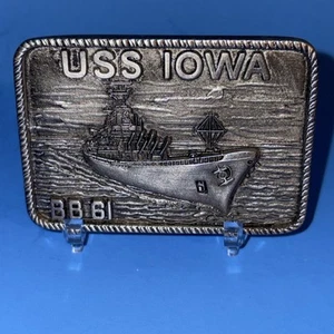 Schlachtschiff Uss Iowa Bb61 Wwii Navy Usn Schiff USA Vintage Gürtelschnalle - Bild 1 von 5