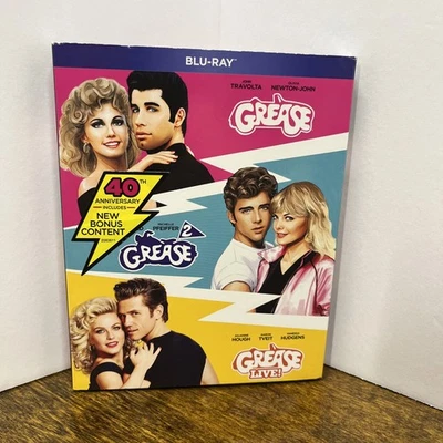 Grease 3 Movie Collection (Blu ray, 2018) Factory Sealed with Slipcover NEW!!! - Image 1 of 4
