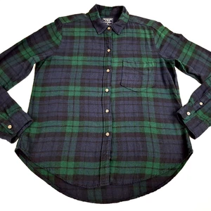 Abercrombie & Fitch Shirt Juniors' Size M Blue Green Plaid Flannel Button Up - Picture 1 of 16