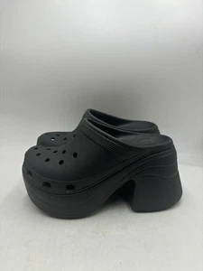 Crocs Women’s 6 Siren Heeled Clog Black High Heel Platform Retro Disco - Picture 1 of 10