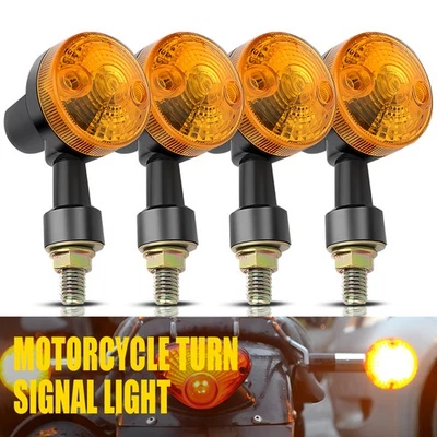 Black Motorcycle Blinker Light Amber Turn Signals For Kawasaki Yamaha Honda Set - Image 1 of 4