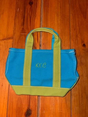 Vintage L.L. Bean Mini Canvas Tote, Rare Colors, Blue And Green - Image 1 of 4