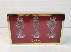 Vintage Set Of Three Gorham Clear Crystal Angels Christmas Ornaments Germany - Picture 1 of 5