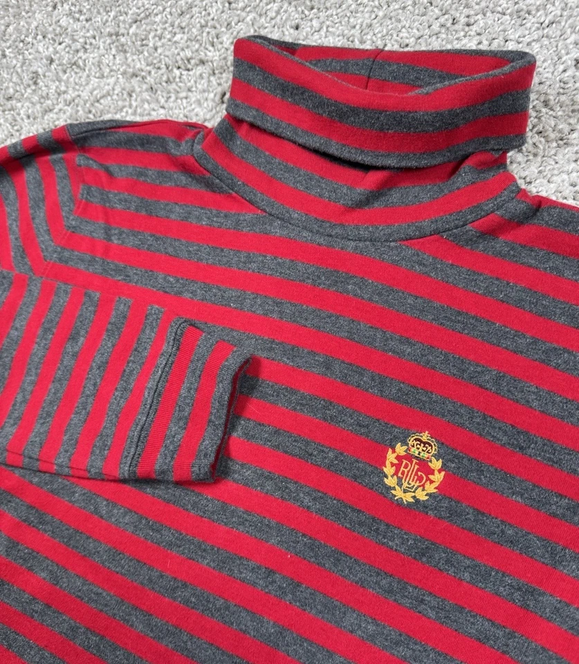 Lauren Ralph Lauren Mujer Cuello Alto Rayas Rojo Gris Con Cresta Pequeño Foto 1 de 4