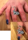 A17 Rabbit  Pewter On A Ladies Dangle Charm Ring Handmade In Uk Gift