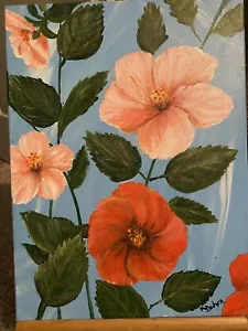 GEMÄLDE Original Acryl BLUMEN auf Leinwand BEREIT ZUM AUFHÄNGEN - Bild 1 von 5