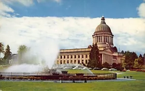 Postcard WA: Capitol Building, Olympia, Washington, Posted 1959, Tivoli Fountain - Picture 1 of 2