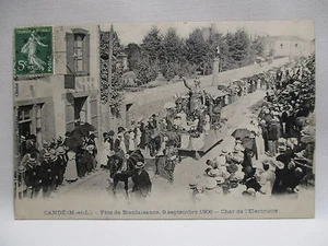 CPA ANIMEE ANCIENNE CARTE POSTALE 49 CANDE CHAR DE ELECTRICITE FETE 1906 - Foto 1 di 2