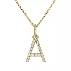 14 Karat Gelb Weiß oder Roségold Diamant Anfangsbuchstabe Charm Anhänger Halskette 18 Zoll - Bild 1 von 246