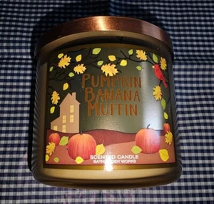 Bath & Body Works 3-Wick Scented Candle Fall Fragrance PUMPKIN BANANA MUFFIN - Picture 1 of 4