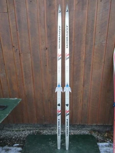 GREAT Vintage Snow Skis 77" Long White Black Color Finish with Bindings - Picture 1 of 4