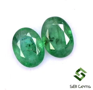 7x5 mm Certified Natural Emerald Oval Cut Pair 1.35 Cts Faceted Loose Gemstones - Picture 1 of 7