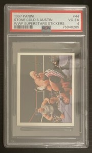 1997 Panini WWF Superstars Stickers Stone Cold Steve Austin #44 PSA 4 WWE RC