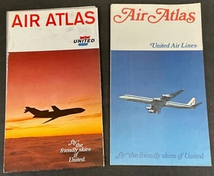 LOT OF 2 UNITED AIRLINES AIR ATLAS SYSTEM MAPS 1966 & 1968 - Bild 1 von 4