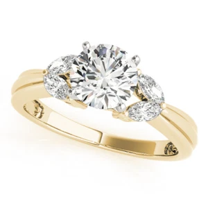 1.40 Ct Round Cut Simulated Diamond Wedding Ring 14K Solid Yellow Gold Size 9 - Picture 1 of 7
