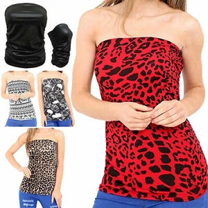 New Womens Ladies Vest Strapless Ruched Sleeveless Boob Tube Bandeau Top 8-26 UK - Picture 1 of 8