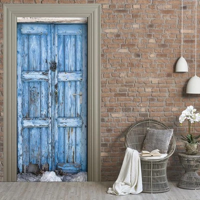 Türtapete selbstklebend TürPoster - BLAUE HOLZ TÜR - Bild 1 von 4