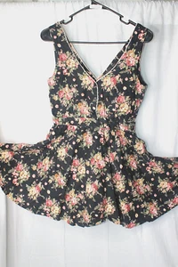 Lucca Couture Small (?) Black Rose Floral Mini Sleeveless Women's Dress - Picture 1 of 5