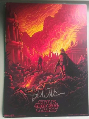 PÓSTER DE PELÍCULA JOHN WILLIAMS ICÓNICO STAR WARS EL DESPERTAR DE LA FUERZA 10X13 PRUEBA FIRMADA Foto 1 de 4