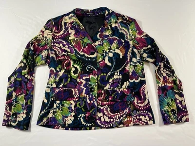 Notations Blazer Jacket Women Med Multicolor Career Button Front Shoulder Pads - Image 1 of 4