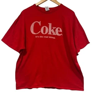 Vintage Delta Pro Weight Coke It's The Real Thing Tee Shirt Coca-Cola Red Cotton - Picture 1 of 3