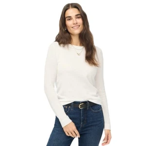 J Crew Factory White Lightweight Cotton Teddie Sweater Long Sleeve Women Size XS - Picture 1 of 15