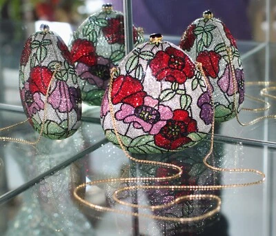 JUDITH LEIBER SWAROVSKI CRYSTAL FLOWER POPPY PANSY FLORAL MINAUDIERE CLUTCH BAG - Image 1 of 4