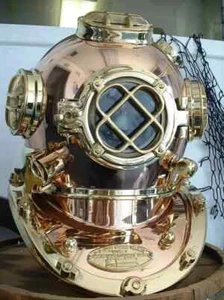 18" Diving Helmet US Navy Mark V Deep Sea Divers Antique Scuba SEA Divers Helmet - Picture 1 of 4