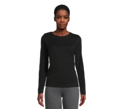 Camiseta para mujer Hanes manga larga cuello redondo 100 % algodón talla XL ébano  Foto 1 de 4