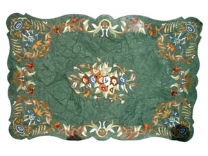 48"x24" Green Marble Multi Stone Dining Table Top Outdoor Furniture Hallway Deco - Picture 1 of 9