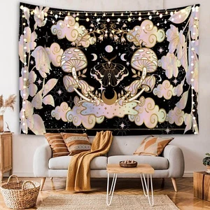 Tapestry Moth Wall Hanging Aesthetic Trippy Hippie Dorm Room Decor Pink Gift - Picture 1 of 4