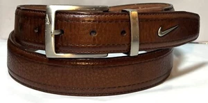 VTG Nike Brown Leather Belt MM Lining Sz36 1-5/16”Wide Swoosh GUC - Imagen 1 de 7