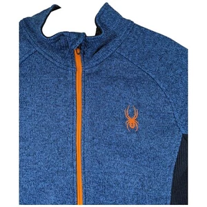 Spyder Jacket Mens Large Blue Orange Full Zip Fleece Lined Sweatshirt - Picture 1 of 12
