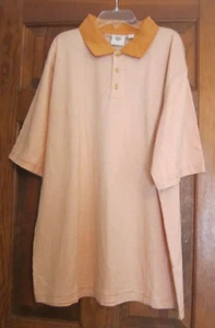 JOSEPH ABBOUD Striped Peach and White Polo Shirt Mens XL Short Sleeves - Picture 1 of 10