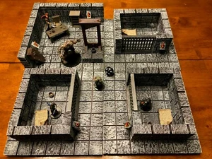 Big Dungeon Prison Set Terrain 28 mm Dungeons & Dragons Pathfinder scenario d&d - Foto 1 di 8