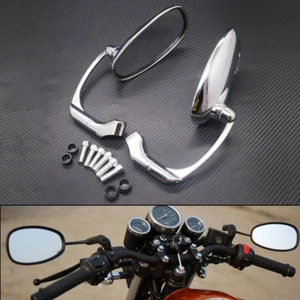 Motorcycle Chrome Retro Oval Rearview Side Mirror For GN/ CG Cafe Racer Custom - Picture 1 of 8