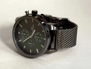 NEW NY London 1476 Mens Cepheid Collection Grey Dial Gunmetal IP Mesh Band Watch - Picture 1 of 4