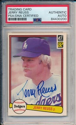 Jerry Reuss LA Dodgers assinado/automático 1982 Donruss Card #284 PSA/DNA 164180 - Imagem 1 de 2