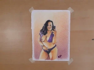 Original 8.5x11 Colored Pencil Drawing Of Nude Woman Done By ARTuro - Picture 1 of 1