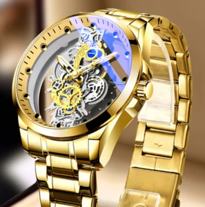 Men Watch Skeleton Automatic Quartz Watch - Picture 1 of 12