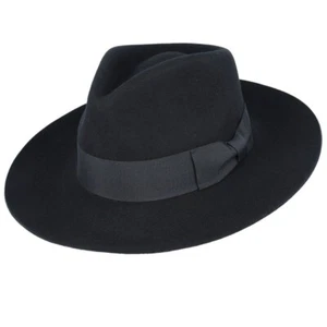 Sombrero ancho Fedora de ala rígida - 100 % lana Gladwin Bond sombrero exterior gracia pluma a presión - Imagen 1 de 33