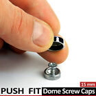 15 mm CHROME DOME SCREW CAPS THREADED SCREW CAP COUNTERSUNK PUSH FIT 4 Pieces
