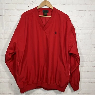 Vintage IZOD Windbreaker Jacket Mens XL Red Softshell V Neck 90s Pockets Golf - Image 1 of 4