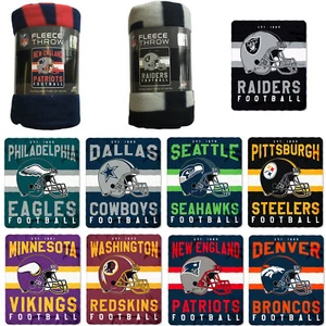 New NFL ALL 32 Teams Available Helmet Logo Soft Fleece Throw Blanket 50" X 60" - Picture 1 of 37