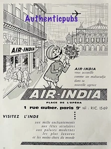 PUBLICITE AIR INDIA AVION MAHARAJA AGENCE PARIS VOYAGE DE 1961 FRENCH AD PUB - Imagen 1 de 1