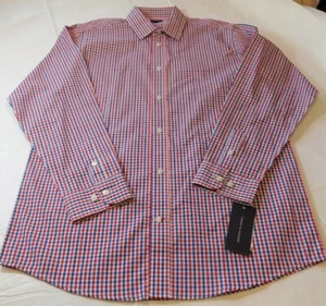 Tommy Hilfiger Boys Long Sleeve Button Up Shirt 20 plaid T871018 600 Red white b - Picture 1 of 3
