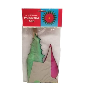 Vintage Amscan Honeycomb Flower Christmas Poinsettia Fan Tissue Paper Red NOS - Picture 1 of 8